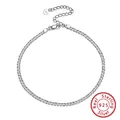 Premium S925 sterling silver curb chain anklet featuring a heart tag and adjustable clasp - SA11-P / 925 Silver