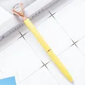 Elegant yellow metal ballpoint pen featuring a large faceted crystal diamond top ornament - Candy Yellow / 1.0mm Bullet Tip