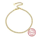 Elegant 925 sterling silver gold plated anklet chain with adjustable heart charm tag - SA11-14K / 925 Silver