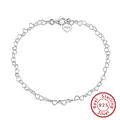 Elegant S925 sterling silver anklet featuring a delicate linked hollow hearts design - SA10-P / 925 Silver
