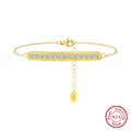Elegant gold-plated S925 sterling silver bar anklet with sparkling zircon stones - Minimum Order Of 30 - Sa59-14k / 925 Silver