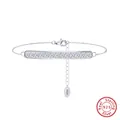 Elegant S925 sterling silver bar anklet featuring sparkling cubic zirconia stones - Minimum Order Of 30 - Sa59-p / 925 Silver