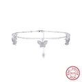 Elegant S925 sterling silver anklet with three butterfly charms, silver finish. - Minimum Order Of 30 - Sa60-p / 925 Silver