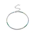 Sparkling rainbow tennis anklet in sterling silver with multi-colored cubic zirconia - Minimum Order Of 30 - Sa04 / 925 Silver