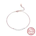 Elegant S925 sterling silver anklet in rose gold finish with 7 delicate freshwater pearls - SA02-R-W / 925 Silver