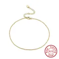 Elegant S925 sterling silver anklet with 14K gold plating and lobster clasp - SA06-14K / 925 Silver