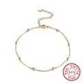 Elegant 14K gold plated 925 sterling silver beaded anklet for women stylish jewelry - SA05-14K / 925 Silver