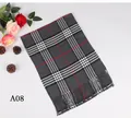 Classic grey British plaid winter scarf for men with elegant red and white accents - Dark Grey Five-Line Plaid (A08)