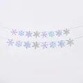 Detail of blue and purple glitter snowflake garland banner for winter party decor - Banner