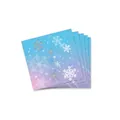 Detailed view of blue and purple gradient napkins with silver snowflake patterns for parties - Napkins