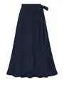 Eleganter marineblauer High-Waist Wickelrock in Midilänge mit schicker Schleife an der Taille. - XS / Dunkelblau