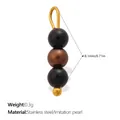 Elegant triple bead imitation pearl pendant accessory in black and brown for DIY jewelry - Vertical Triple Bead - Black Brown Black (PJ2350CRG)