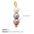 Mixed color imitation pearl pendant with gold stainless steel loop for DIY jewelry design - Vertical Triple Bead - White Grey Pink (PJ2351CRG)