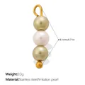 Mixed color imitation pearl pendant DIY jewelry accessory in gold finish - Vertical Triple Bead - Light Gold White (PJ2352CRG)