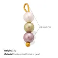 Mixed color imitation pearl pendant for DIY jewelry accessories, 18.1mm and 0.3g - Vertical Triple Bead - White Gold Purple Mix (PJ2354CRG)