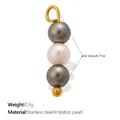 Mixed color imitation pearl pendant DIY jewelry accessory with stainless steel loop - Vertical Triple Bead - Grey Pink White (PJ2355CRG)