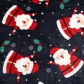 Zachte kerst flanellen stof met rode kerstman en sneeuwvlokken print voor decoratie - Kerstsprookje