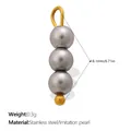 Elegant grey triple imitation pearl pendant with stainless steel loop for DIY jewelry - Vertical Triple Bead - Solid Grey (PJ2356GYG)