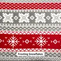 Red and grey Christmas snowflake pattern flannel fabric for cozy home wear and blankets. - Frosted Snowflake