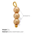 Champagne triple imitation pearl pendant charm with stainless steel loop for DIY jewelry. - Vertical Triple Bead - Champagne (PJ2356OEG)