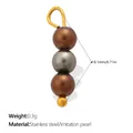 Mixed color imitation pearl pendant DIY accessory 18.1mm - Vertical Triple Bead - Brown Grey (PJ2359CRG)