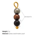 Small 18mm mixed color imitation pearl pendant charm for DIY jewelry making crafts - Vertical Triple Bead Mix - Grey Brown Black (PJ2360CRG)