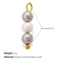 Mixed color imitation pearl pendant charm for DIY jewelry with size and weight specs - Vertical Triple Bead - Silver Grey White (PJ2362CRG)