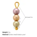 Colorful imitation pearl pendant for DIY jewelry making with gold stainless steel loop - Vertical Triple Bead Gradient - Pink Orange Gold (PJ2363CRG)