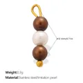 Handmade mixed color imitation pearl pendant DIY jewelry charm in brown and white - Vertical Triple Bead - Brown White (PJ2364CRG)