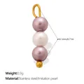 Vertical mixed color imitation pearl pendant in stainless steel for jewelry DIY - Vertical Triple Bead - Purple White Purple (PJ2367CRG)