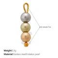Mixed color imitation pearl pendant DIY stainless steel jewelry accessory 18.1mm 0.3g - Vertical Triple Bead - Silver Gold Multicolor (PJ2368CRG)