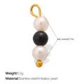 Triple imitation pearl pendant in white and black with stainless steel gold loop - Vertical Triple Bead - White Black White (PJ2369CRG)