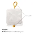 White square imitation pearl pendant with stainless steel gold loop and base bead - Square Pearl Shape - Cream White (PJ2373WEG)
