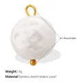 Textured round white imitation pearl pendant with gold stainless steel loop for DIY jewelry - Round Hammered Style - Cream White (PJ2374WEG)