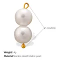 Elegant double imitation pearl pendant with gold finish stainless steel hardware bail - Vertical Double Bead - Large Cream White (PJ2377WEG)