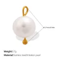 Round white imitation pearl pendant with gold stainless steel loop for DIY jewelry making - Simple Small Round - Cream White (PJ2381WEG)