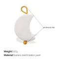 White imitation pearl moon pendant with gold stainless steel loop accessory - Moon Shape - Cream White (PJ2382WEG)
