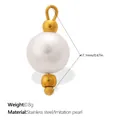 Elegant imitation pearl pendant with gold stainless steel beads for DIY jewelry design - Round Triple Gold Bead - Cream White (PJ2383WEG)