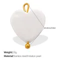 Heart-shaped imitation pearl pendant with weight and 16.8mm size specifications shown - Heart Pearl - Large Cream White (PJ2384WEG)
