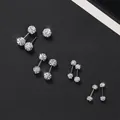 Dettaglio degli orecchini a vite in argento sterling S925 con splendidi zirconi - 4mm / Sfera Zirconia Barbell Singolo (Imballaggio Sfuso)