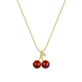 Collier pendentif cerise en argent S925 avec design de fruits rouges pour femme - Argent 925 / Doré