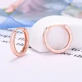 Elegantes pendientes de aro minimalistas en oro rosa con aguja de plata 925 - 9mm Oro Rosa