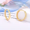 Pendientes de aro minimalistas de plata 925 bañados en oro con acabado pulido y liso - 15mm Color Oro