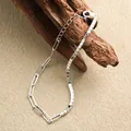 Pulsera S925 de plata con eslabones de clip y diseño de cadena de tenis. - Plata 925 / Oro blanco