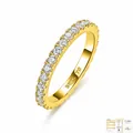 Classic S925 sterling silver moissanite eternity ring with elegant gold plating - US 5 / Gold (With GRA Certificate)