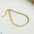 Elegante pulsera S925 bañada en oro estilo patchwork tennis y clip con circonitas blancas - Plata 925 / Dorado