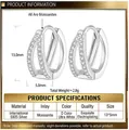 Minimalist S925 sterling silver V-shaped hoop earrings with moissanite stones pave - 925 Silver / Platinum Color (D Color Moissanite)