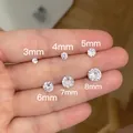 Orecchini a lobo in argento s925 con zirconi, confronto misure da 3mm fino a 8mm - 7mm / Singolo (Imballaggio Sfuso)