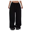 Loose fit black American style street dance sweatpants for women with wide leg design - S / Black