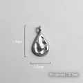 Vintage stainless steel teardrop necklace pendant showing 10mm and 14mm dimensions - Geometric Teardrop Hammered Pendant (P00110S)